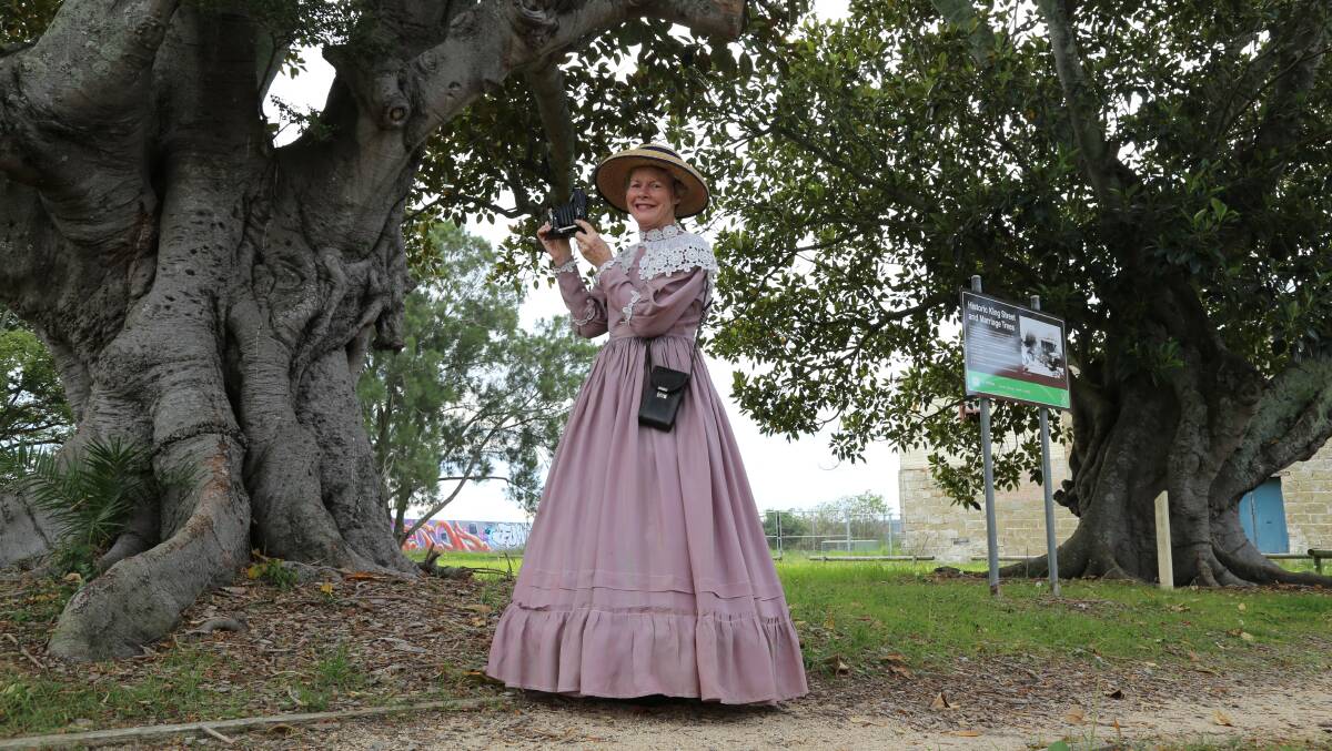 NEW EVENT: Raymond Terrace and District Historical Society member Kaye Newton, standing under the marriage trees in King Street, is seeking residents to be part of an outdoor production in October.
