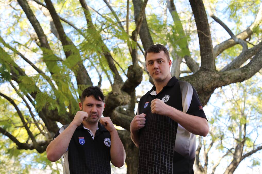 FIGHTING FIT: Denny Apthorpe and Jack Maris will represent Raymond Terrace Rugby League Club in the Throwing Haymakers charity boxing event on Sunday afternoon. Picture: Ellie-Marie Watts