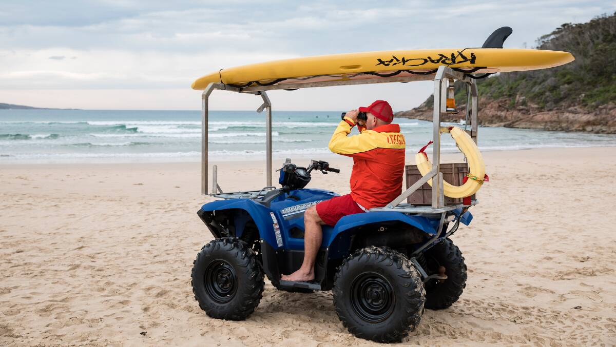 END OF WATCH: Port Stephens Lifeguard supervisor Phil Rock looking out at the water at One Mile Beach. Picture: Port Stephens Council