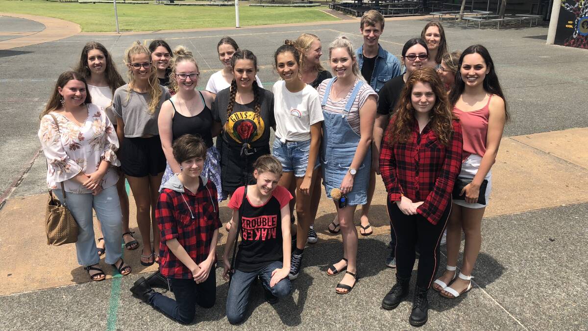 A group of year 12 Tomaree High School students who turned out to a morning tea at the school on Friday morning. Pictures: Ellie-Marie Watts