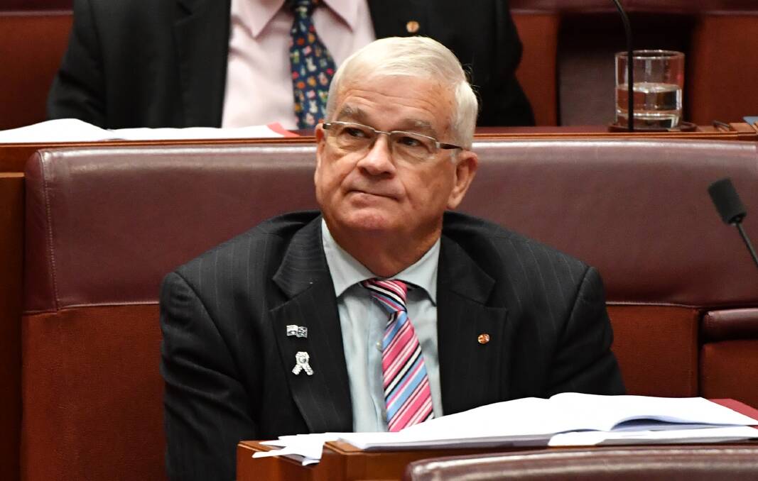 United Australia Party Senator Brian Burston during Question Time in the Senate chamber at Parliament House in Canberra on April 3, 2019. Picture: AAP Image/Mick Tsikas