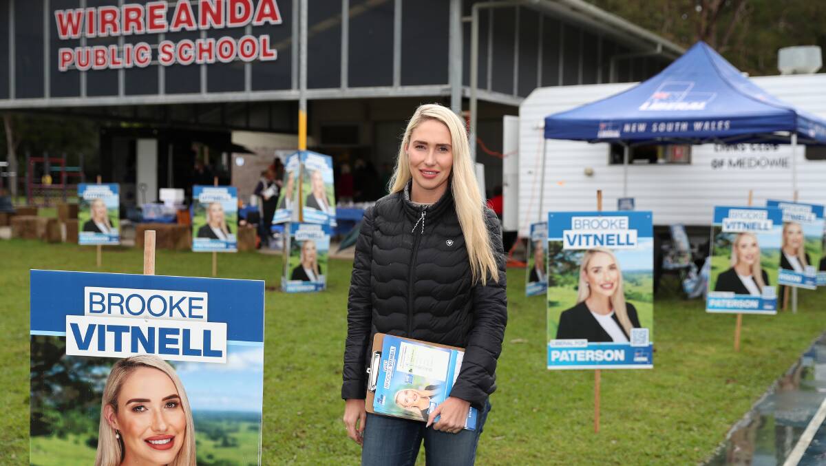 PATERSON DECIDES: Paterson Liberal candidate Brooke Vitnell spent election day (May 21) campaigning at Wirreanda Public School. Picture: Peter Lorimer