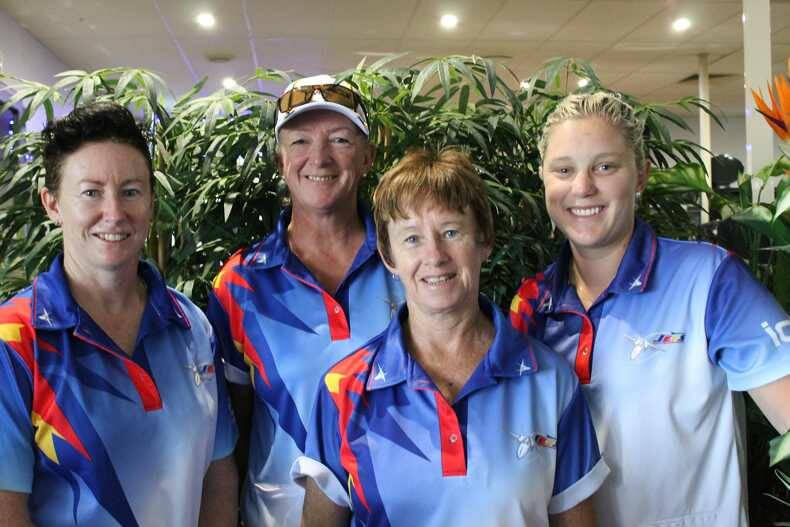 Winners of the 2017 Newcastle District Women's Open Fours Genevieve Delves, Lynne Thompson, Sharon McReynolds and Natasha Scott from Raymond Terrace Bowling Club. McReynolds and Thompson will compete in a women’s series to be hosted by Soldiers Point Bowling Club this weekend.