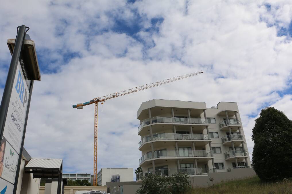 The crane in Nelson Bay, located on site of the Ascent apartment development, has been a fixture in the CBD's skyline since 2017.