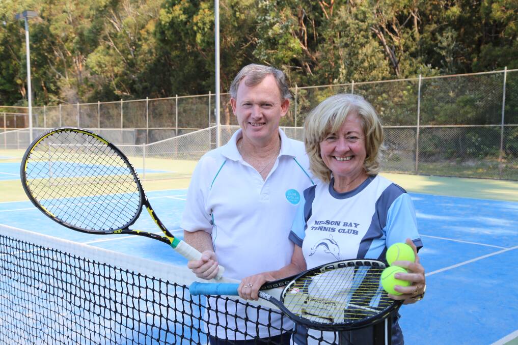 ORGANISERS: Dave Matthews Seniors Tennis Tournament director Steve Taylor with Nelson Bay Tennis Club secretary Cheryl Moss.