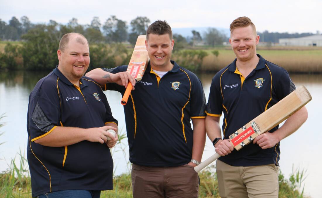 EYES ON THE PRIZE: Port Stephens Pythons A-grade players Grant Garland, Brendon Sinclair and Josh Moxey, who is also the team's captain. The season kicks off on Saturday. Picture: Ellie-Marie Watts