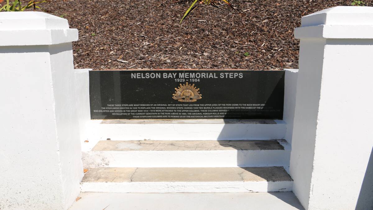 The heritage-listed remains of the Nelson bay memorial steps, now in Apex Park.