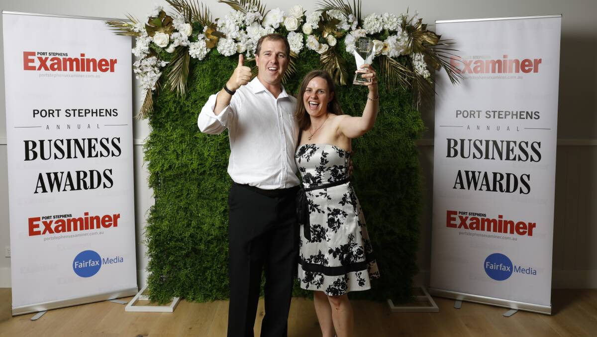 THUMBS UP: Josh and Kathy Rimmer from Yin Yang Consultancy, the overall winner of the Examiner's 2018 Annual Business Awards. Picture: Peter Stoop Photography
