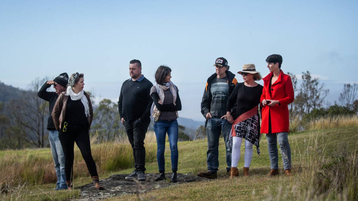 Port Stephens MP Kate Washington, far right, with Brandy Hill residents concerned with the Hanson rock quarry expansion in June 2020. Picture: Marina Neil