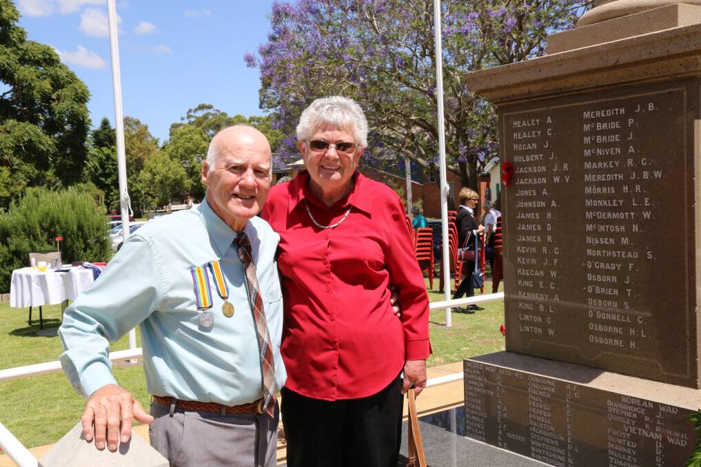 Don Threlfo, nephew to John and William Jackson, and his wife Shirley from Murrurundi made the trip to Raymond Terrace for Sunday morning's Remembrance Day service which honoured the brothers' WWI service. Their names were marked with poppies on the Raymond Terrace war memorial.