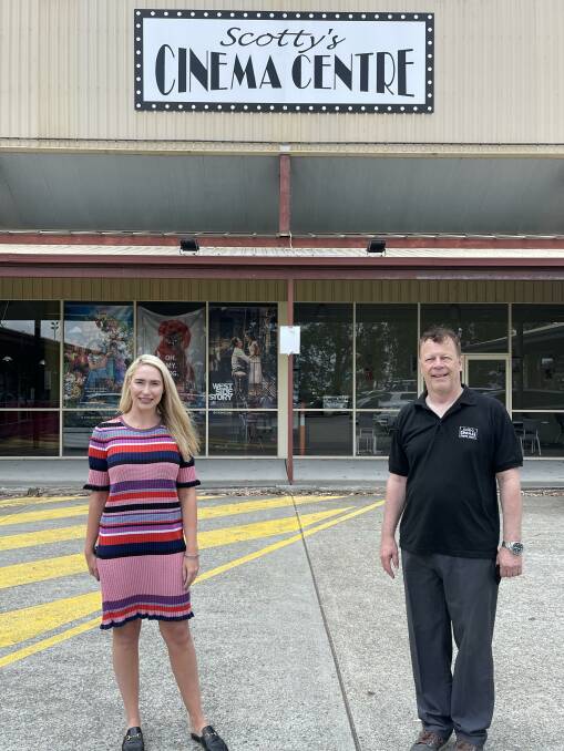 SCREEN FUND: Liberal candidate for Paterson Brooke Vitnell with Scott Seddon outside Scotty's Cinemas Raymond Terrace. Picture: Supplied
