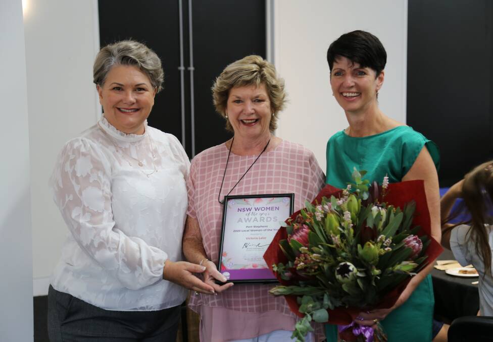 AN HONOUR: MPs Meryl Swanson and Kate Washington with 2020 Port Stephens Woman of the Year Taurie Lalor.