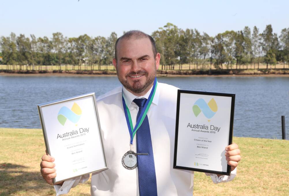 UPSTANDING: Medowie's Ben Niland was named Port Stephens’ 2018 Citizen of the Year at the Raymond Terrace Australia Day civic ceremony on Saturday, January 26. Picture: Ellie-Marie Watts