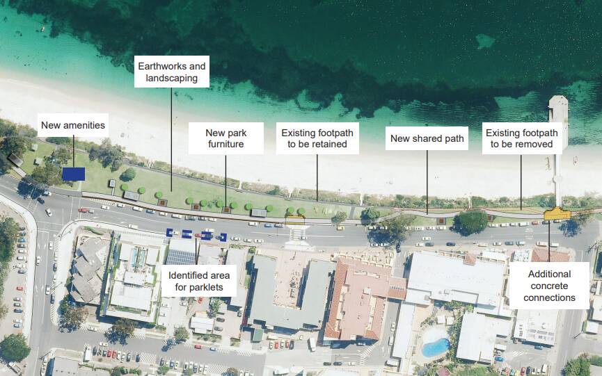 A concept plan of the council's foreshore works.