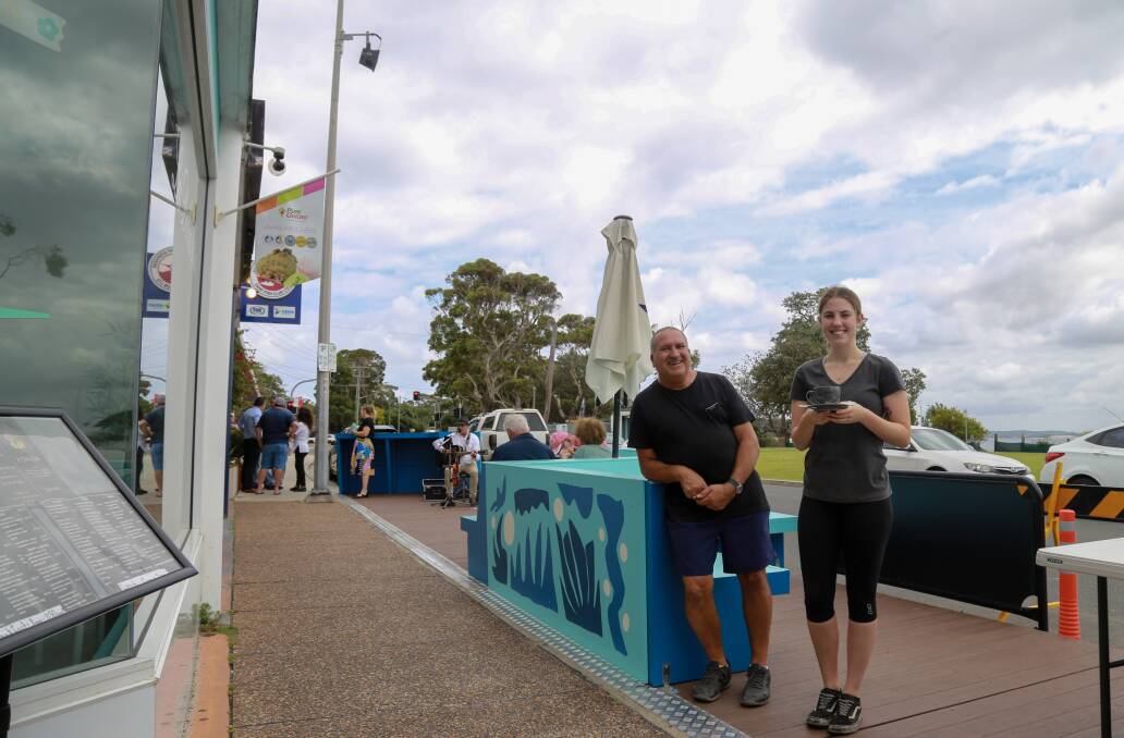 Port Stephens Council officially opened the Shoal Bay parklet on Thursday. Pictures: Ellie-Marie Watts