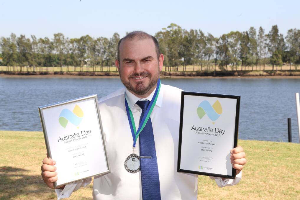 Ben Niland after being named 2019 Port Stephens Citizen of the Year.