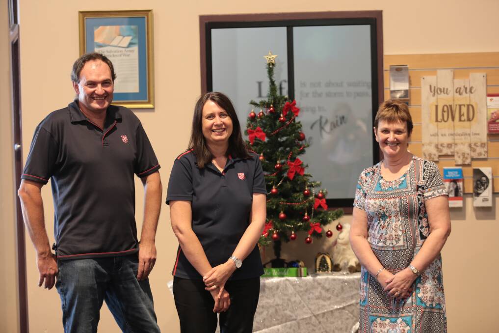 HERE TO HELP: Salvation Army Raymond Terrace pastors Joel and Yolande Soper with counselor Maria Knipe.