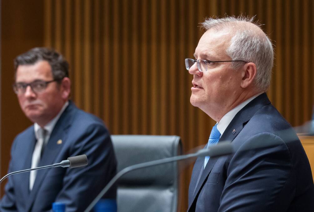 Victorian Premier Dan Andrews (left) said he's happy to talk to Prime Minister Scott Morrison about bespoke quarantine options. Picture: Sitthixay Ditthavong