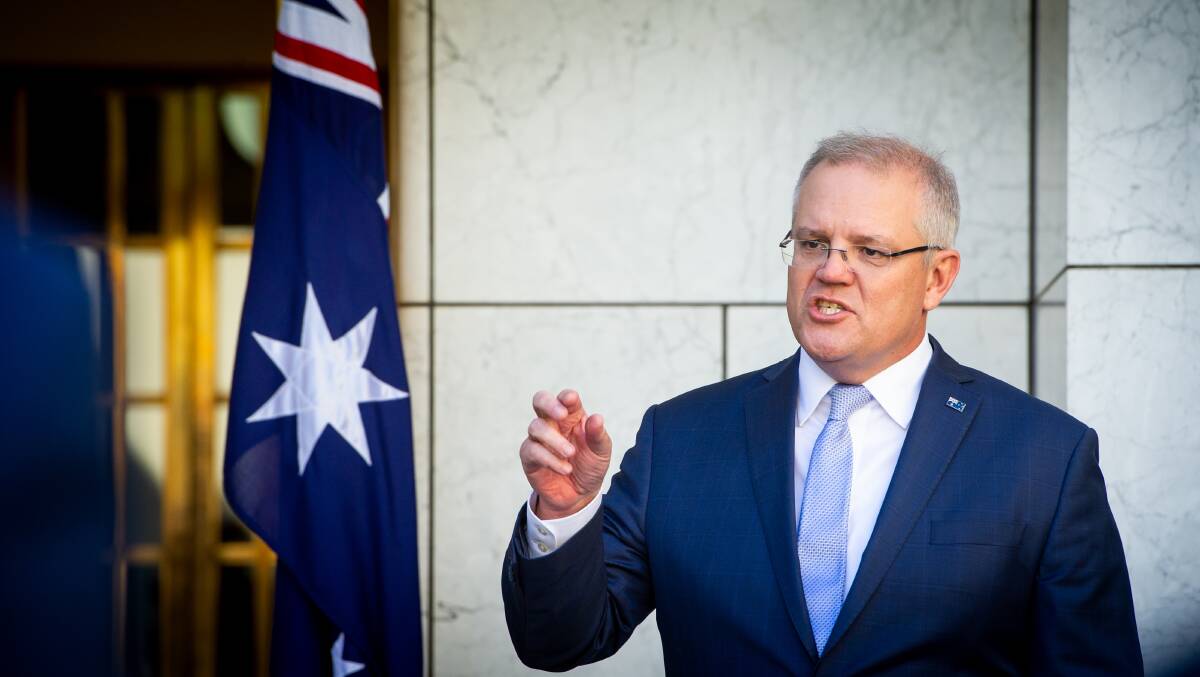 Scott Morrison held the national cabinet meeting with state leaders on Friday. Picture: Elesa Kurtz
