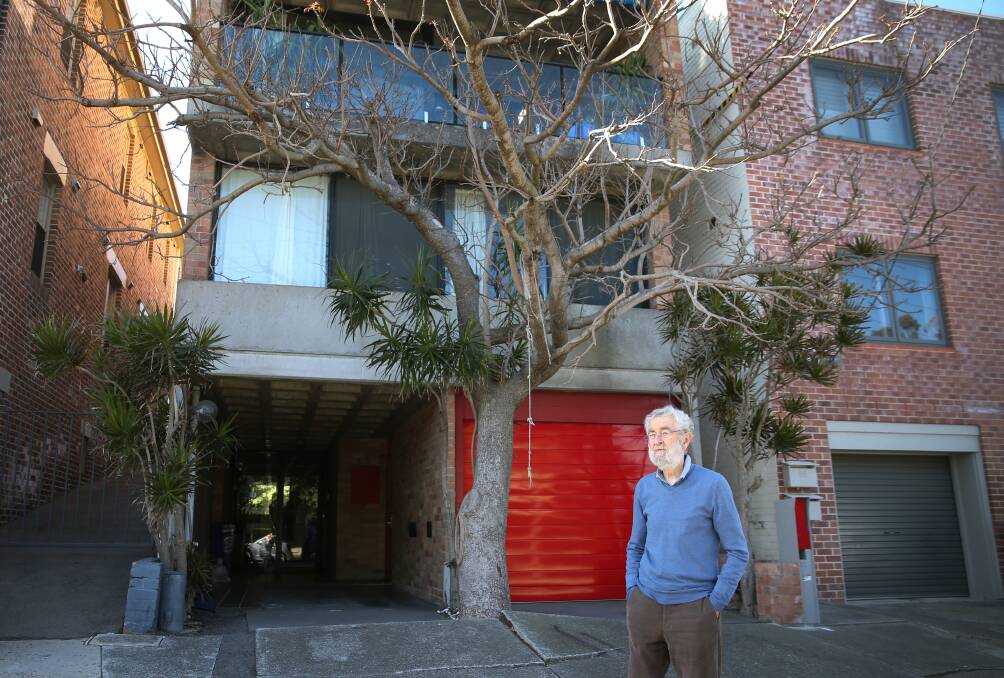 Brian Suters outside the home he designed for his family in Wolfe Street. Picture: Marina Neil 