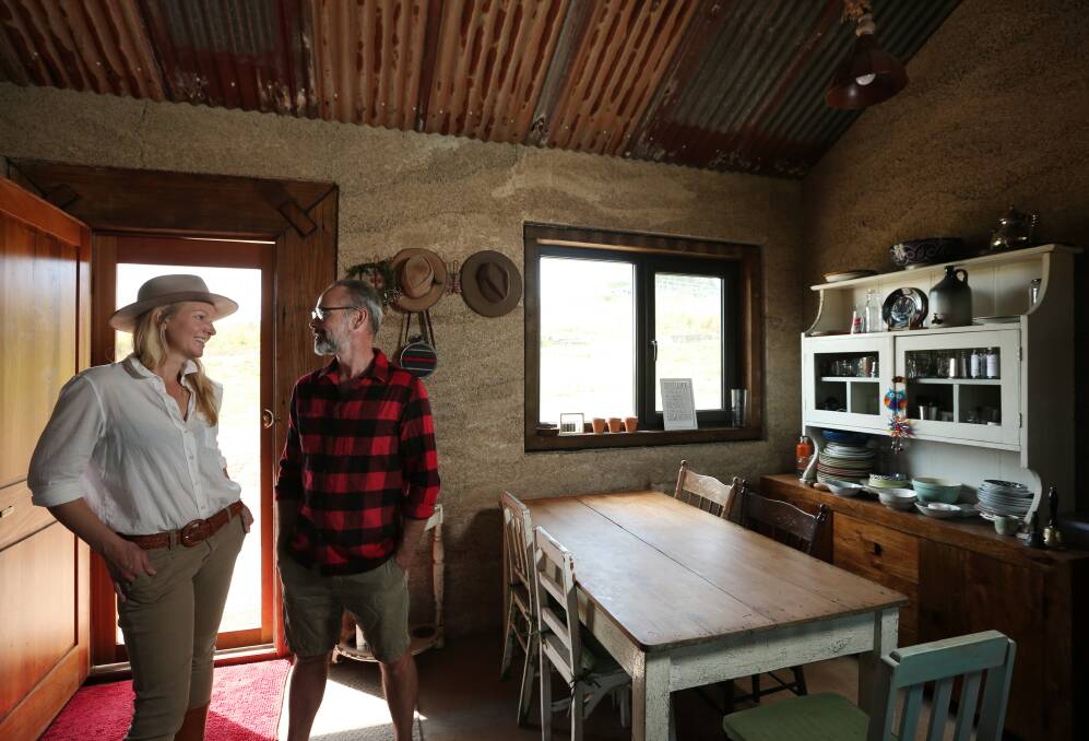 Sally and Craig Maguire in their almost-finished house at Shepherds Ground Farm and Village. Picture: Simone De Peak