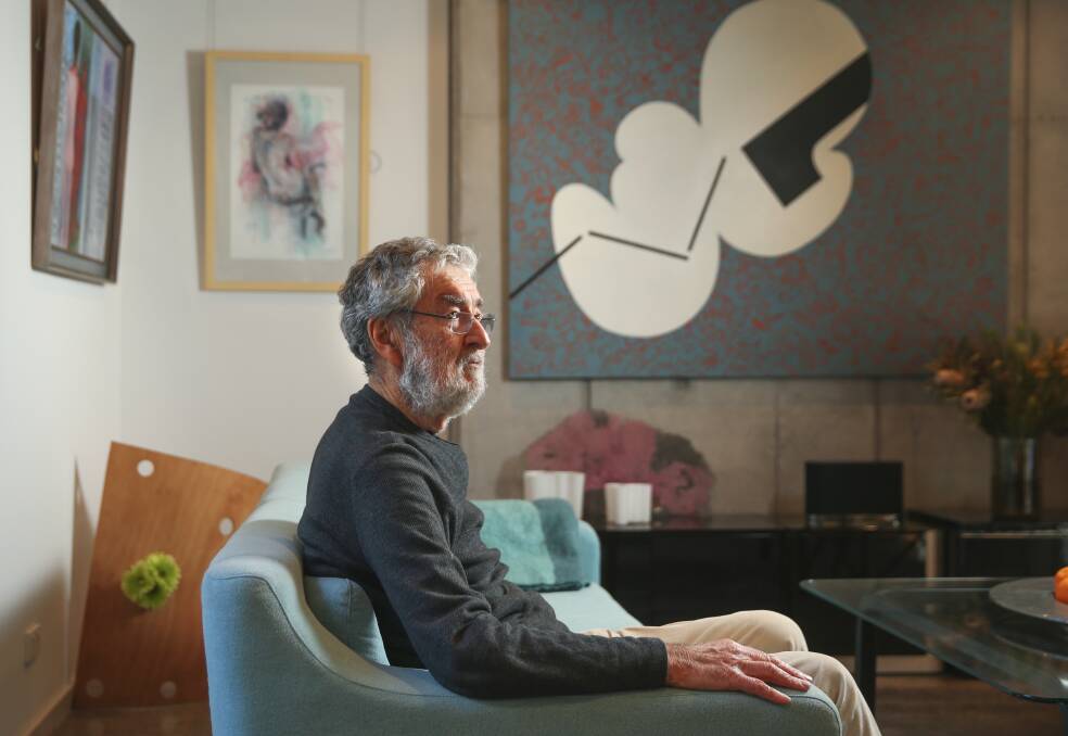Acclaimed Newcastle architect Brian Suters in his family's home. Picture: Marina Neil