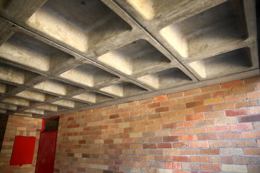 The "waffle" concrete slabs in the Wolfe Street home. Picture: Marina Neil