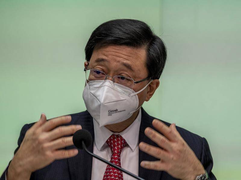 Hong Kong leader John Lee has pitched the city's connection with China in a bid to boost its image. (AP PHOTO)