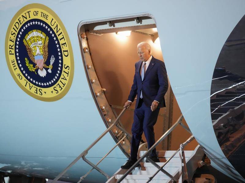 US President Joe Biden has arrived in Los Angeles on the election campaign fundraising trail. (AP PHOTO)