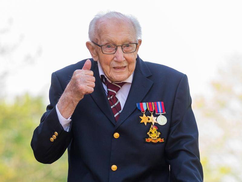 British war veteran Tom Moore, 99, has raised more than $A55 million for the UK's health service.