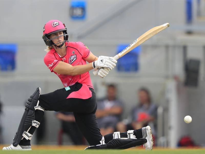 Ellyse Perry has hit 72no for the Sydney Sixers in their WBBL win over the Hurricanes in Hobart.