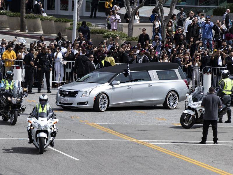 Thousands attended the memorial ceremony for murdered rapper Nipsey Hussle in LA.