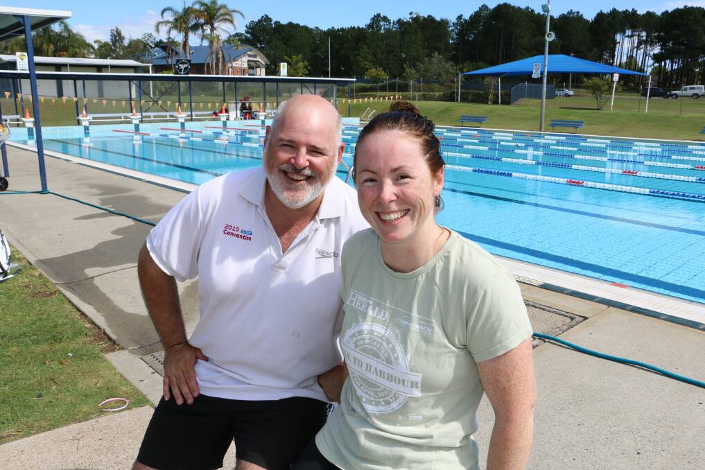 CLEAR GOALS: Coach Michael Abel with Kristy Nichols at Lakeside Leisure Centre. Picture: Stephen Wark