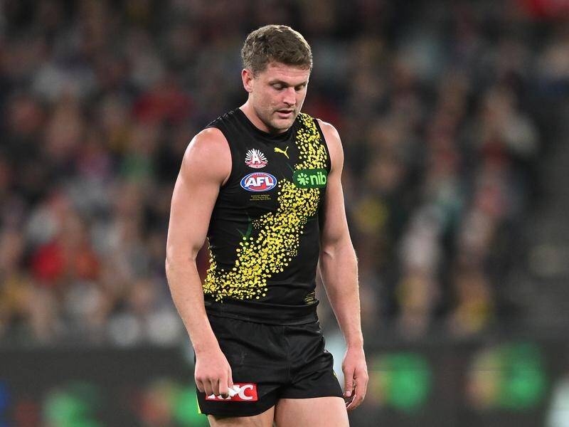 Jacob Hopper suffered a hamstring injury for Richmond but the club believes it's not a serious one. (James Ross/AAP PHOTOS)