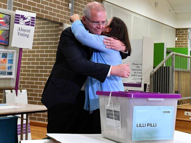 Scott Morrison returned to his Sydney electorate to vote after starting election day in Tasmania.