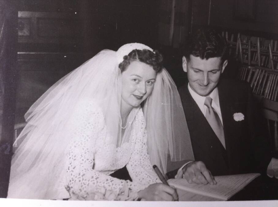 LOVE: Judith and Peter McCann on their wedding day in 1954.