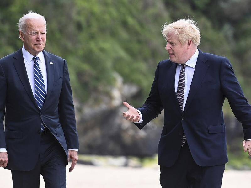 Joe Biden (l) and British PM Boris Johnson (r) have enjoyed productive talks at the G7 summit.