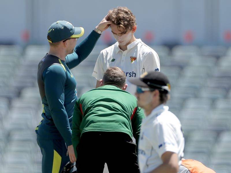 Lawrence Neil-Smith is out Tasmania's Sheffield Shield clash after failing a concussion test.