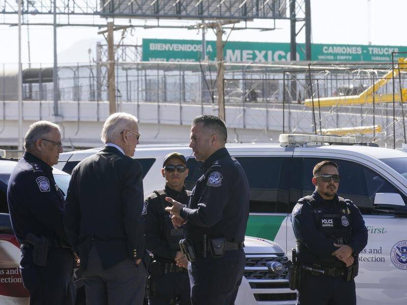 President Joe Biden has toured a busy port of entry along the US-Mexico border. (AP PHOTO)