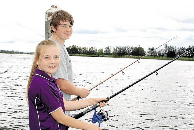 SIBLING RIVALRY: Lochie Rutherford, 13, and Tiahlee Rutherford, 10, are gearing up for the Twin Rivers Fishing Classic. Picture: Stephen Wark