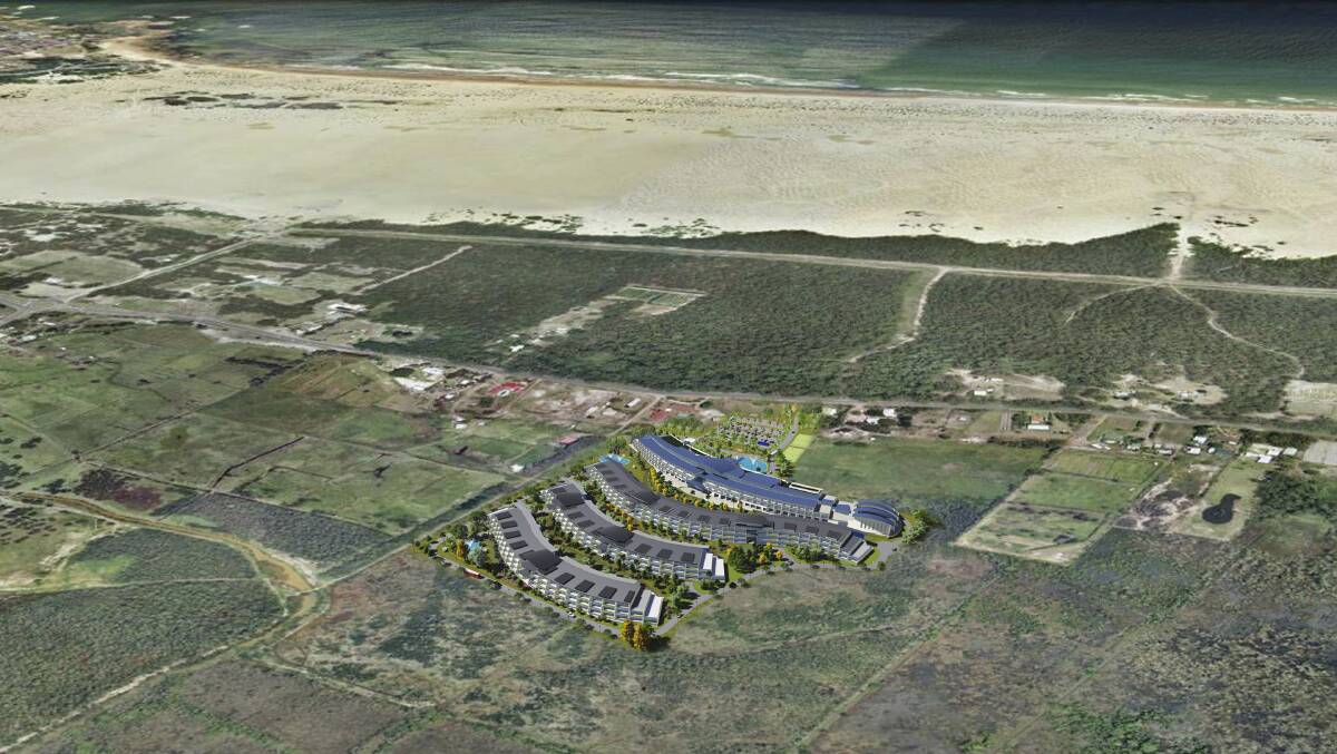 ECO: An artist impression of The Bay Resort from above. Supplied by SPACE Con Pty Ltd.