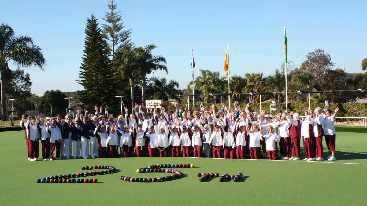 ANNIVERSARY: Women bowlers from Soldiers Point, Lemon Tree Passage, Nelson Bay, Stockton, Raymond Terrace and Tea Gardens helped the Fingal Bay Women's Bowling Club celebrate its 25th anniversary on Thursday, July 3. Picture: Ellie-Marie Watts.