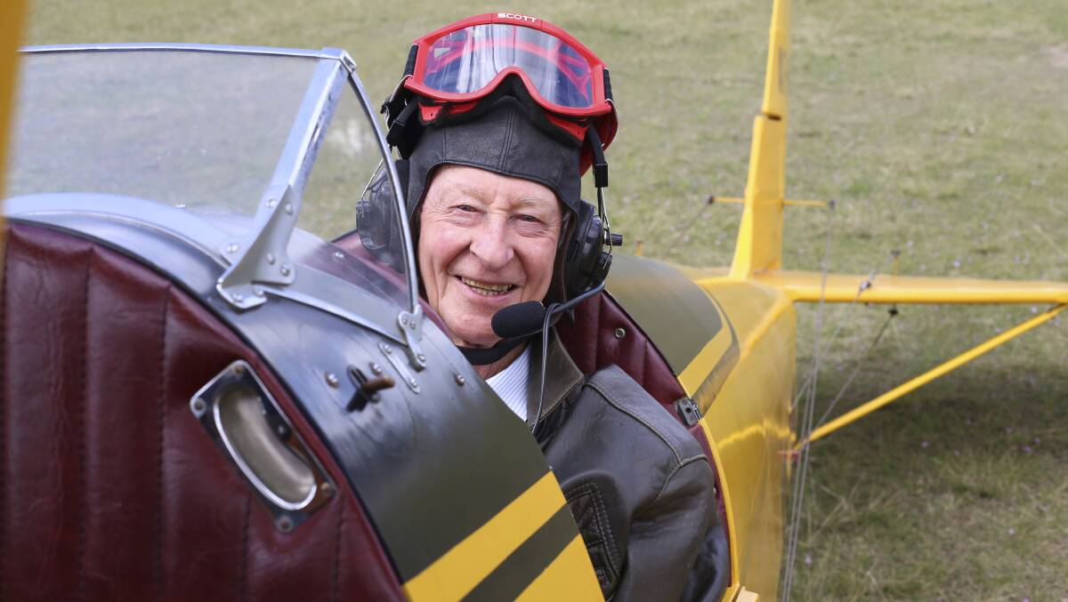 Pilot Bill Balson, 83, can't wait for the Great Tiger Moth Air Race to begin. The 45 planes will take off from Luskintyre on October 4. Pictures: Ellie-Marie Watts