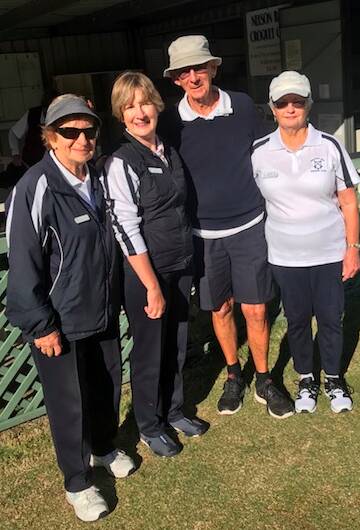 SQUAD: The Nelson Bay Croquet Club's third division squad, comprised of Jan Puckeridge, Liz Friend, Jim Timbs and Jeanette Robertson. Picture: supplied.