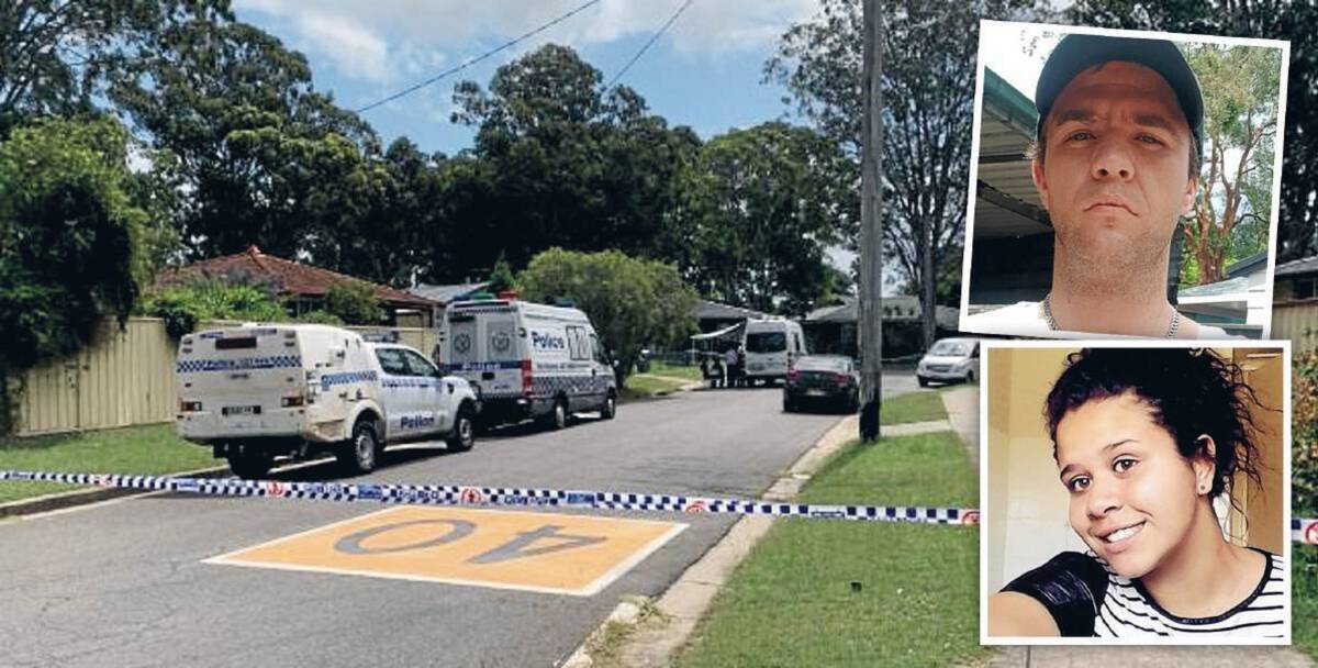 INVESTIGATION: The scene of Jason Adams' death in Raymond Terrace last year and, inset, Mr Adams and Lily Ridgeway, who was acquitted of murder in NSW Supreme Court on Friday. 