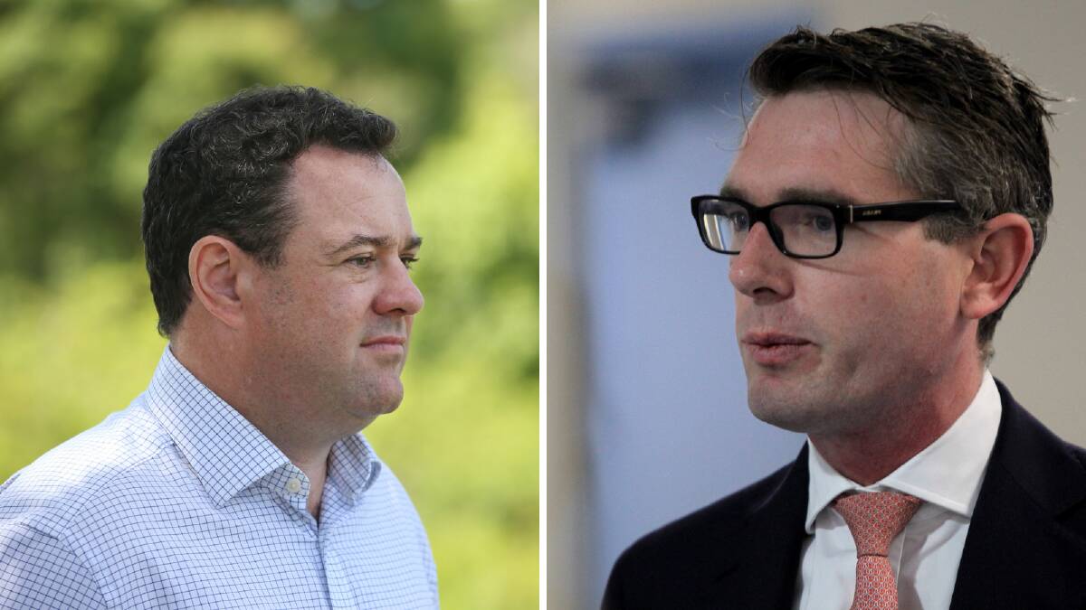 Stuart Ayres (left) will resign as trade minister and deputy of the Liberal Party, NSW Premier Dominic Perrottet (right) announced this morning.