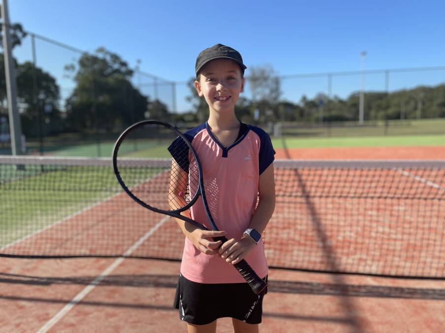 Tanilba Bay's rising tennis star Olivia McLoughlin is set to compete at the NSW State Championship Tennis Carnival in May. Picture by Alanna Tomazin