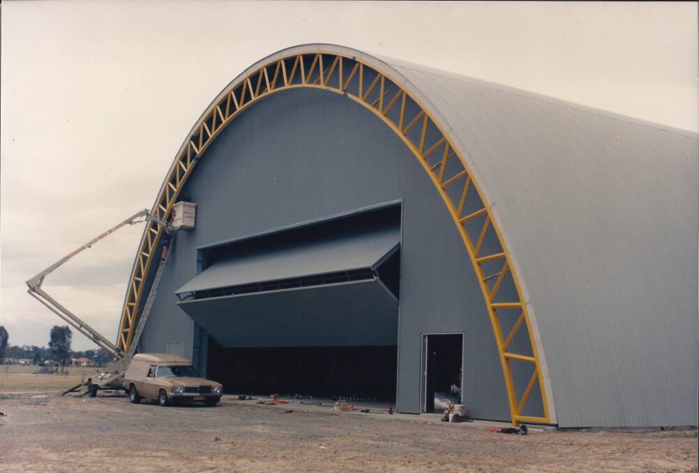 The hangar construction at Fighter World under way in 1988. Picture supplied