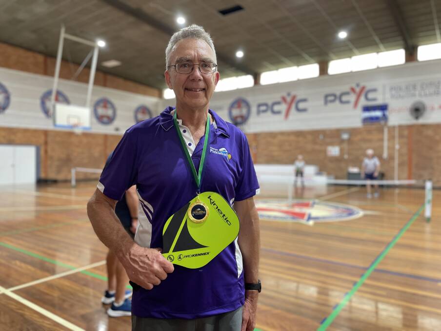 John Eyres, 64, is the Nelson Bay Pickleball president and now also a gold medal winner. Picture by Alanna Tomazin
