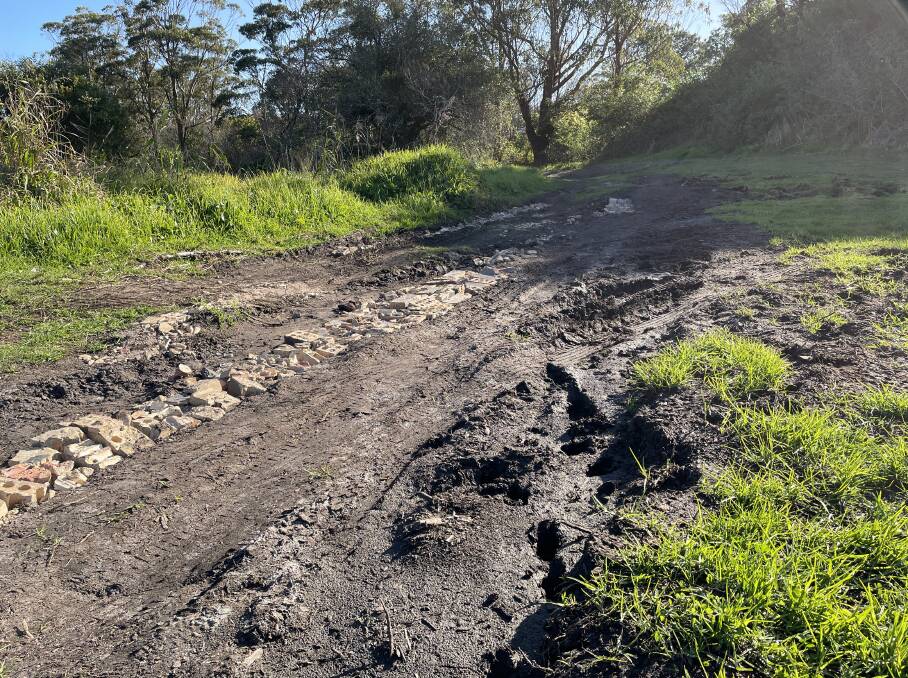 SLUDGE: The muddy road in to Hunter Horse Haven. 